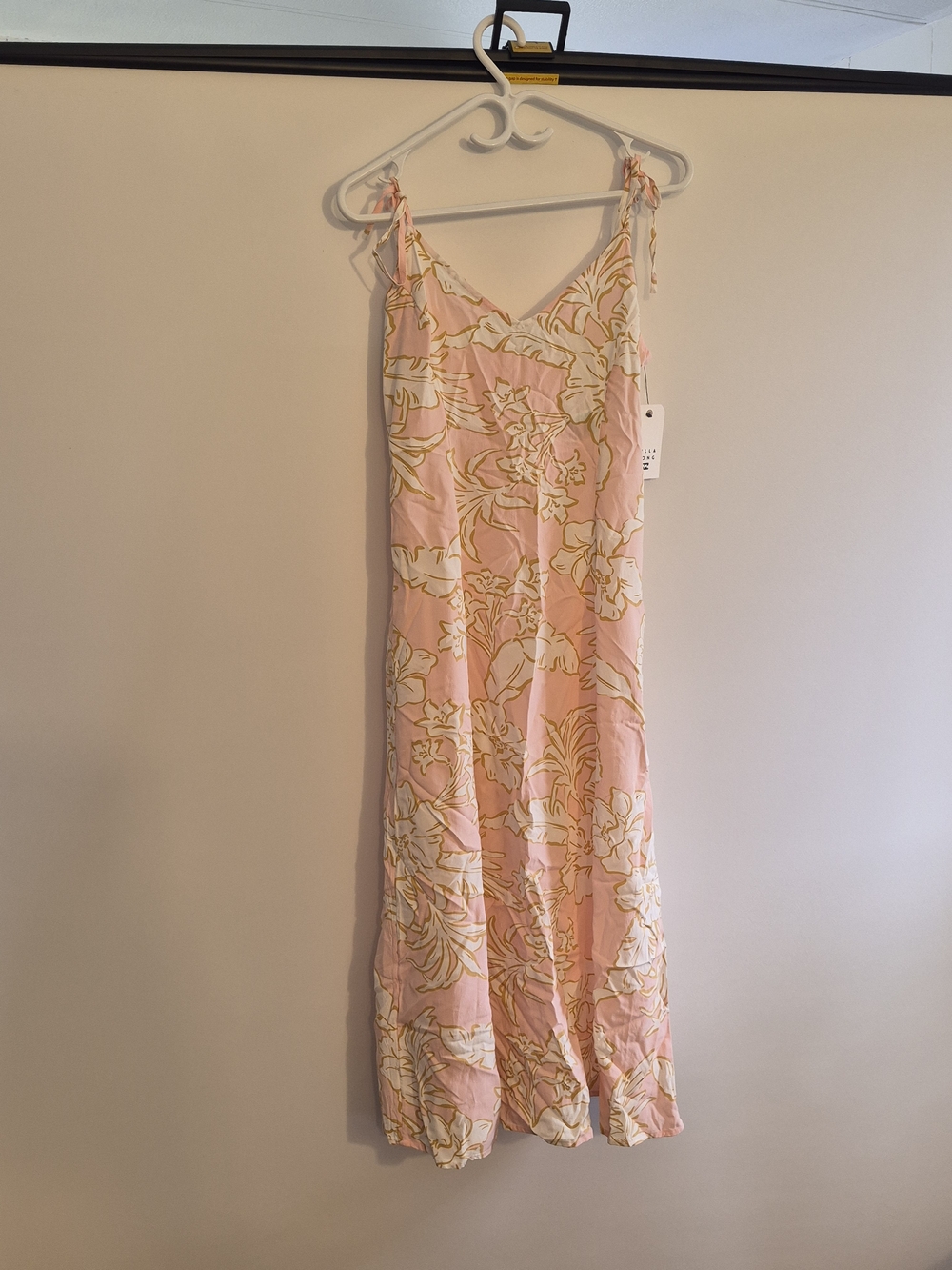 Billabong Pink Floral Slip Dress with Gold Logo